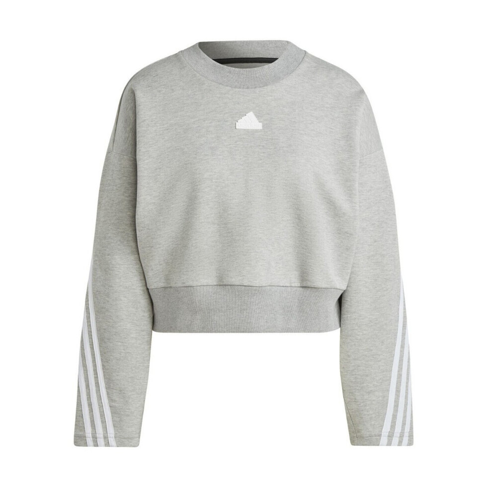 Adidas Future Icons Sweatshirt Women's Gray Heather 3-Stripes Long Sleeve RED427